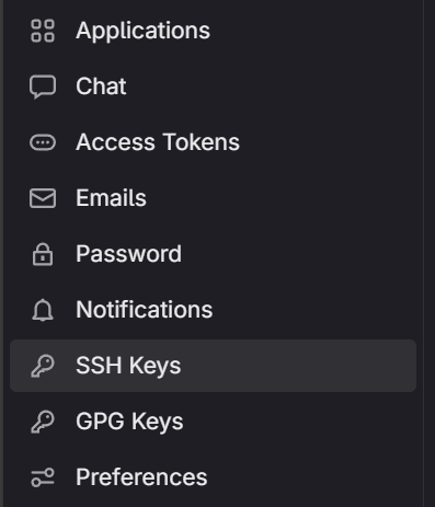 GitLab SSH Keys menu