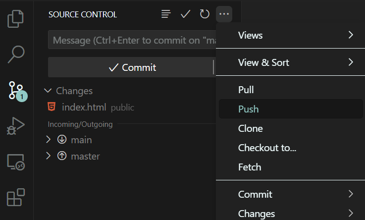 Push commit from VS Code